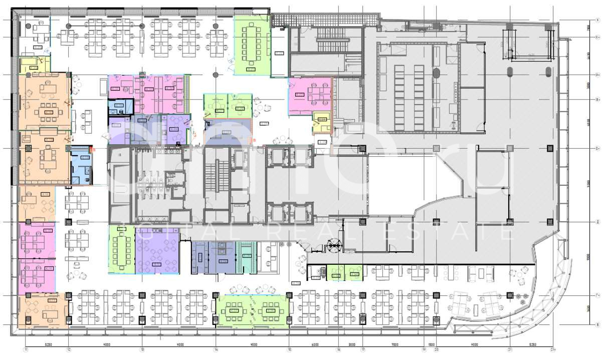 Планировка офиса 1666 м², 6 этаж, Бизнес-центр «Четыре Ветра»